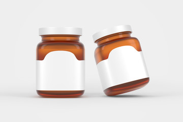 Jam Jelly Jar Packaging Blank White Mockup