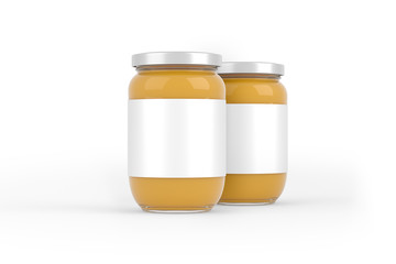 Jam Jelly Jar Packaging Blank White Mockup