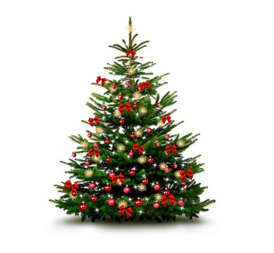 Gl&auml;nzend Dekorierter Weihnachtsbaum mit Weihnachtskugeln