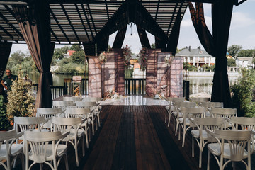  the decor of the wedding wedding ceremony in soft pink colors