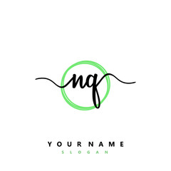 NQ Initial handwriting logo vector	