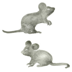 ねずみ　水彩イラスト