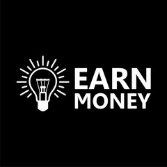 Earning money icon isolated on black background
