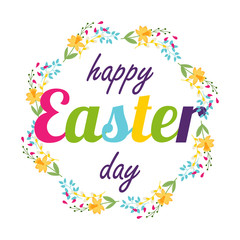 Easter card shape frame and flowers on white background. Vector illustration. Place for your text