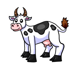 Happy Stylized White Cow