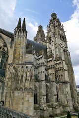 Fototapeta na wymiar La cathédrale Saint-Gatien de Tours vue depuis le cloître 