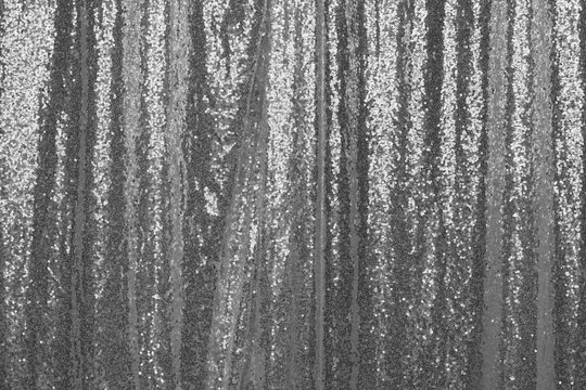 Sequin Curtain. A Silver Cusrtain Made From Sequins For Photo Props Background.