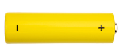 Yellow AA alkaline battery isolated on white background