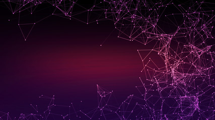 Abstract illustration background motion transformation with flickering light on plexus pattern of future innovation technology digital business dots line network decentralize communication connection