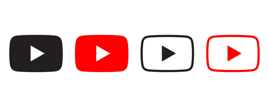 Youtube logo set in different shape on a white background
