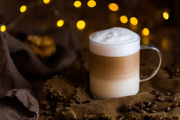 cup of coffee café latte macchiatio layered luxury coffee