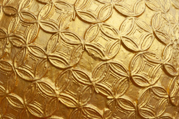 Closeup pattern of chinese coins in gold painting