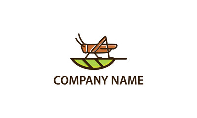 grasshopper and leaf logo design idea