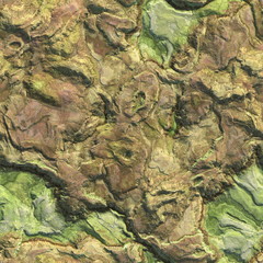 Aerial view from air plane of green nature mountains seamless texture background. 3d illustration