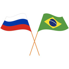 Russian Federation, Federative Republic of Brazil. National flags. Abstract concept, icon set. Vector illustration.