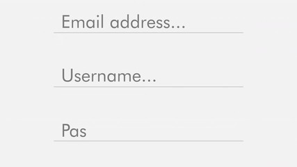 close up view of a form template for sign up to online services, flat style