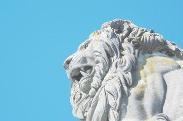 Fototapeta premium Bavarian Lion ( Bayerischer Löwe ) at entrance of the harbor in Lindau, Germany