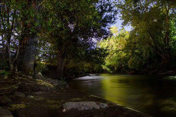 Long exposure of a creek at night