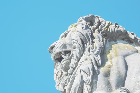 Bavarian Lion ( Bayerischer Löwe ) At Entrance Of The Harbor In Lindau, Germany