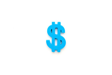 American dollar symbol on white background, minimal flatlay