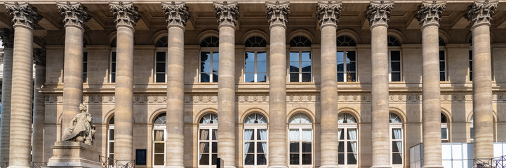 Paris, the Bourse, beautiful building in a chic area of the french capital