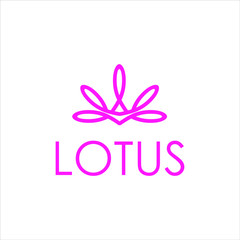 lotus petal logo simple modern line art with pink color illustration for icon template