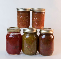 five jars of preserves