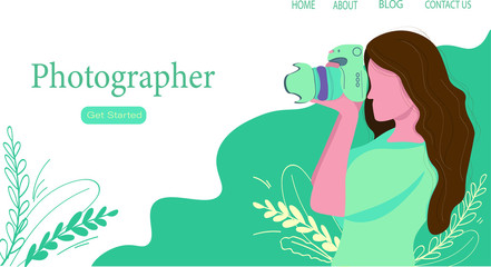 Photographer Concept Vector Flat Illustration for landing page, wallpaper, background, banner, advertising, web, business