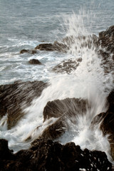 Strong waves in Adriatic coast of Istra, Croatia