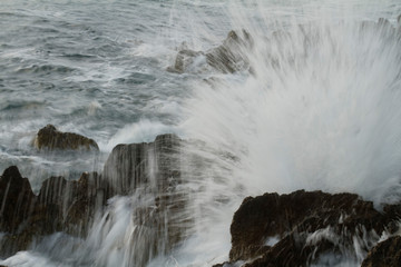 Strong waves in Adriatic coast of Istra, Croatia