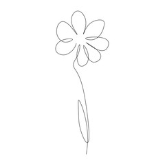 Spring flower silhouette one line drawing, vector illustration