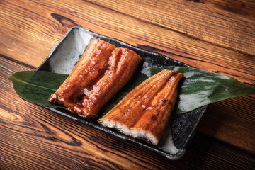 unagi, japanese eel on plate