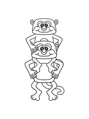 kind affe huckepack papa mama familie süß niedlich schimpanse lustig klein baby gorilla clipart design äffchen gemalt menschenaffe
