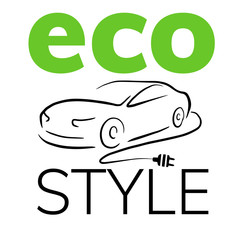  Doodle sketch illustration of an electric car on a white background. 