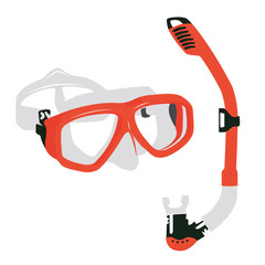 Diving mask orange realistic vector illustration isolated