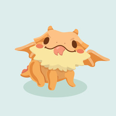 Cute dragon vector illustration on pastel background..