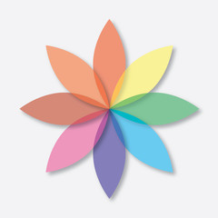 Colorful flower 3d vector logo for company and business on white background