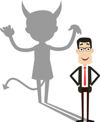 Corporate Business Character - Devil person Standing with Fake Smile