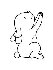 kaninchen hase häschen kleiner süßer nidelicher karnickel beten haben wollen greifen betteln halten oben hoch comic cartoon clipart design cool kind baby
