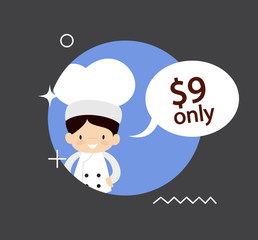 Cute Cartoon Chef - with price