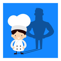 Cute Cartoon Chef - Standing in Positive Attitude