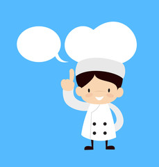 Cute Cartoon Chef - Smiling and Pointing to Speech Bubble
