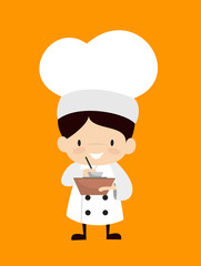 Cute Cartoon Chef - Preparing Report in Happy Mood