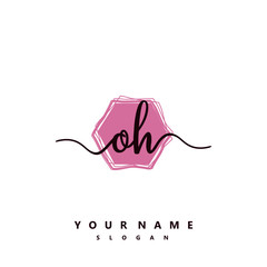 Obraz premium OH Initial handwriting logo vector
