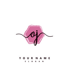 Obraz premium OJ Initial handwriting logo vector