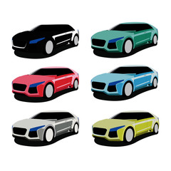 sedan car different color set