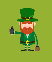 Cute Leprechaun Cartoon - Showing a Thumb Up
