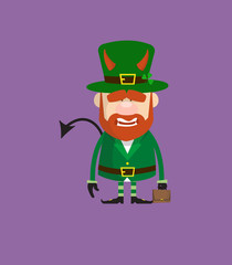 Cute Leprechaun Cartoon - Standing in Angry Mood