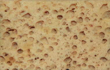 Texture of a dish cleaning sponge made of foamed polyurethane