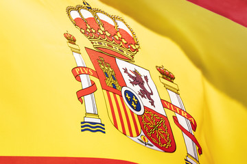 Spain National Day. Spanish independence Flag with stripes, symbol and national colors.